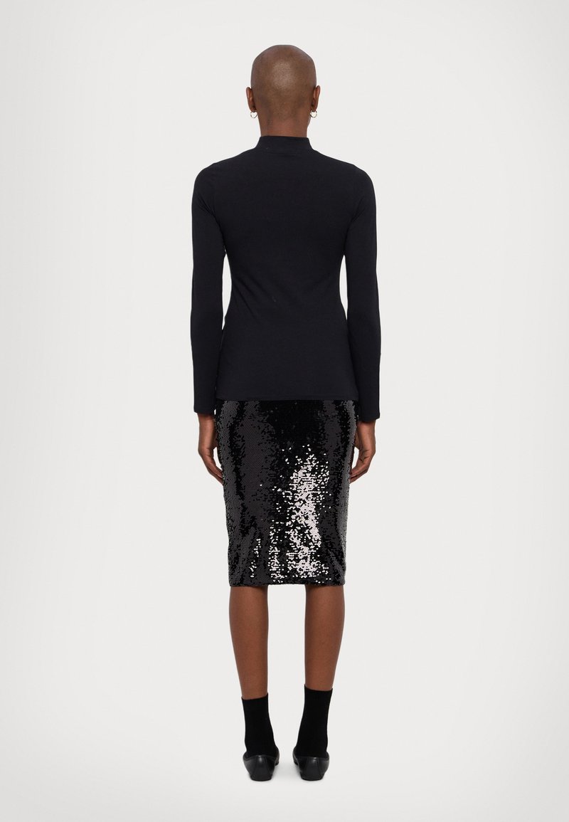 armani exchange black sequin dress Emporio Armani Sequins Fringe Halter Mini Layered Dress Black main image 0