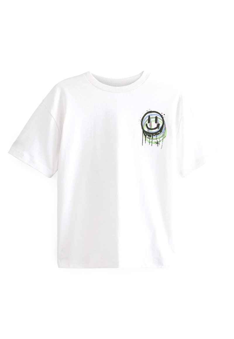 Next RELAXED FIT SHORT SLEEVE GRAPHIC STANDARD - T-shirt con stampa - white smile back print