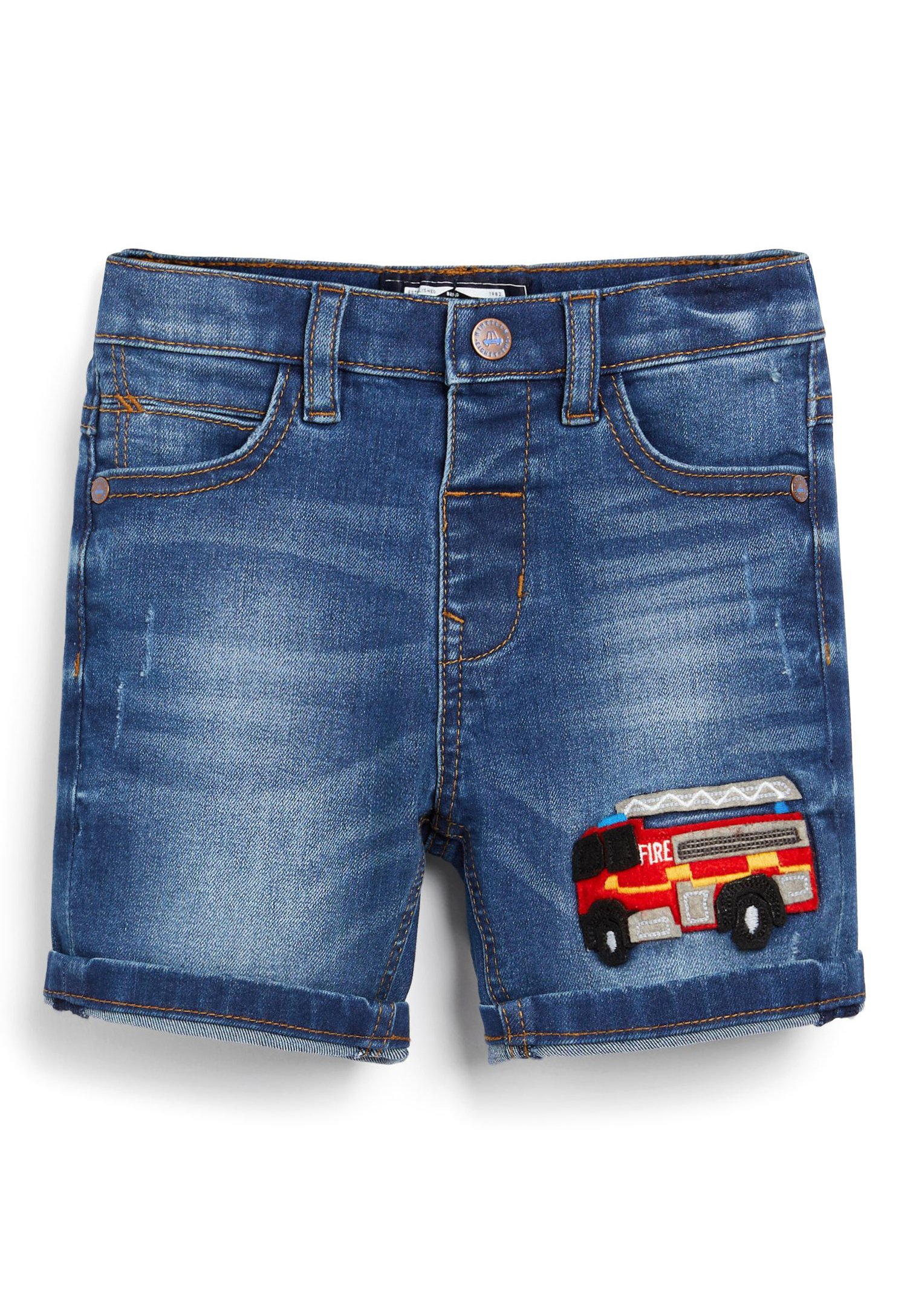 Denim shorts - mid blue fire engine 