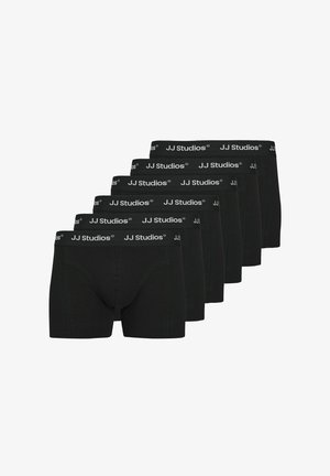 Black boxer briefs made of soft fabric, featuring a JJ Studios logo waistband, with a classic fitted design and no visible patterns.
