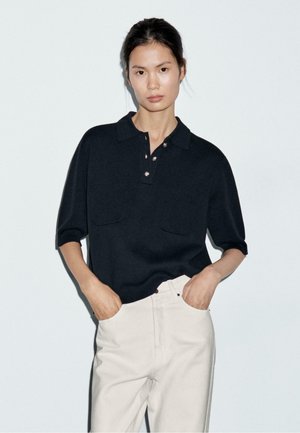 WITH BUTTON DETAILS  - Polo - dark blue