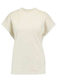 Lyhythamisten, pyöreäkauluksinen t-paita off-white puuvillasta. Rentoa istuvuutta, pehmeä rakenne, hienovaraiset saumat ja ilman koristeluja.