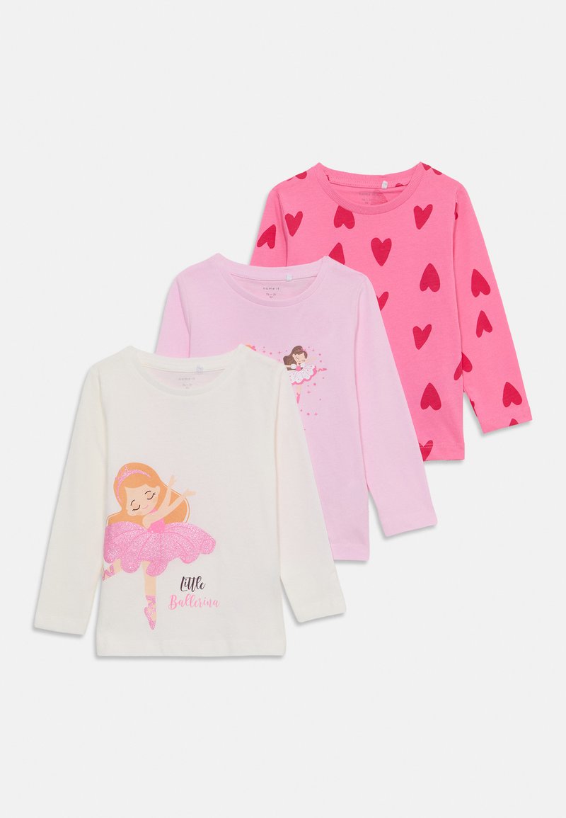 Name it NMFNIA 3 PACK - Tops ar garām piedurknēm - pink cosmos/cloud dancer