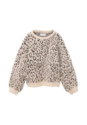 Maglione con stampa leopardata, collo tondo, maniche lunghe a palloncino e orlo a costine. Realizzato in morbido materiale a maglia nei toni beige e marrone.
