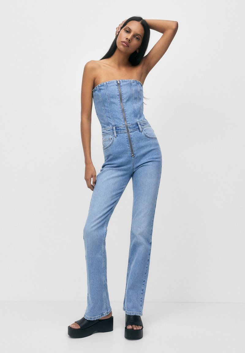 PULL&BEAR CORSET Jumpsuit lightblue denim/lichtblauw Zalando.nl