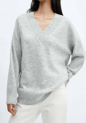 Strickpullover - mottled light grey