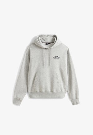 Szara bluza z kapturem, z przednią kieszenią, prążkowanymi mankietami oraz czarnym logo "Off the Wall" na piersi.