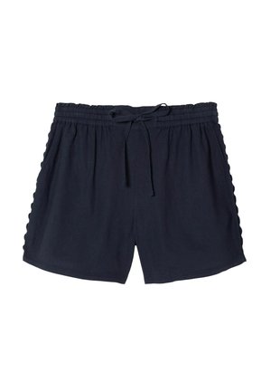 Sorte bomuldscasual shorts med elastisk talje, forlommer og snøre i midten foran.