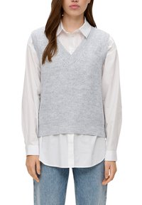 QS MIT V-NECK - Strickpullover - grau meliert