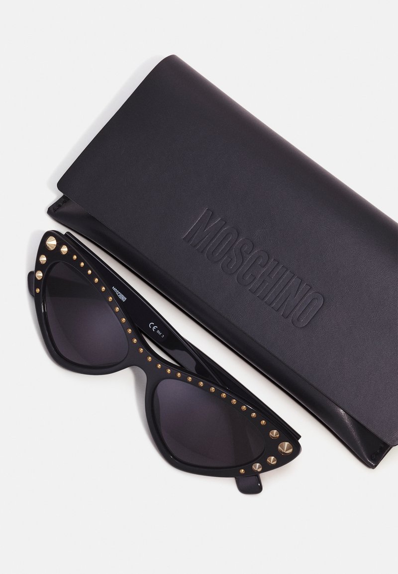 Moschino Black Cat-Eye Sunglasses with Gold Studs Moschino Cat Eye Ladies Sunglasses Black, Mirrored Gold  main image 2