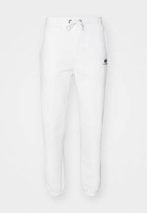 Pantaloni della tuta bianchi in misto cotone, con vita elastica e coulisse, tasche laterali e polsini a coste con un'accortata logo.