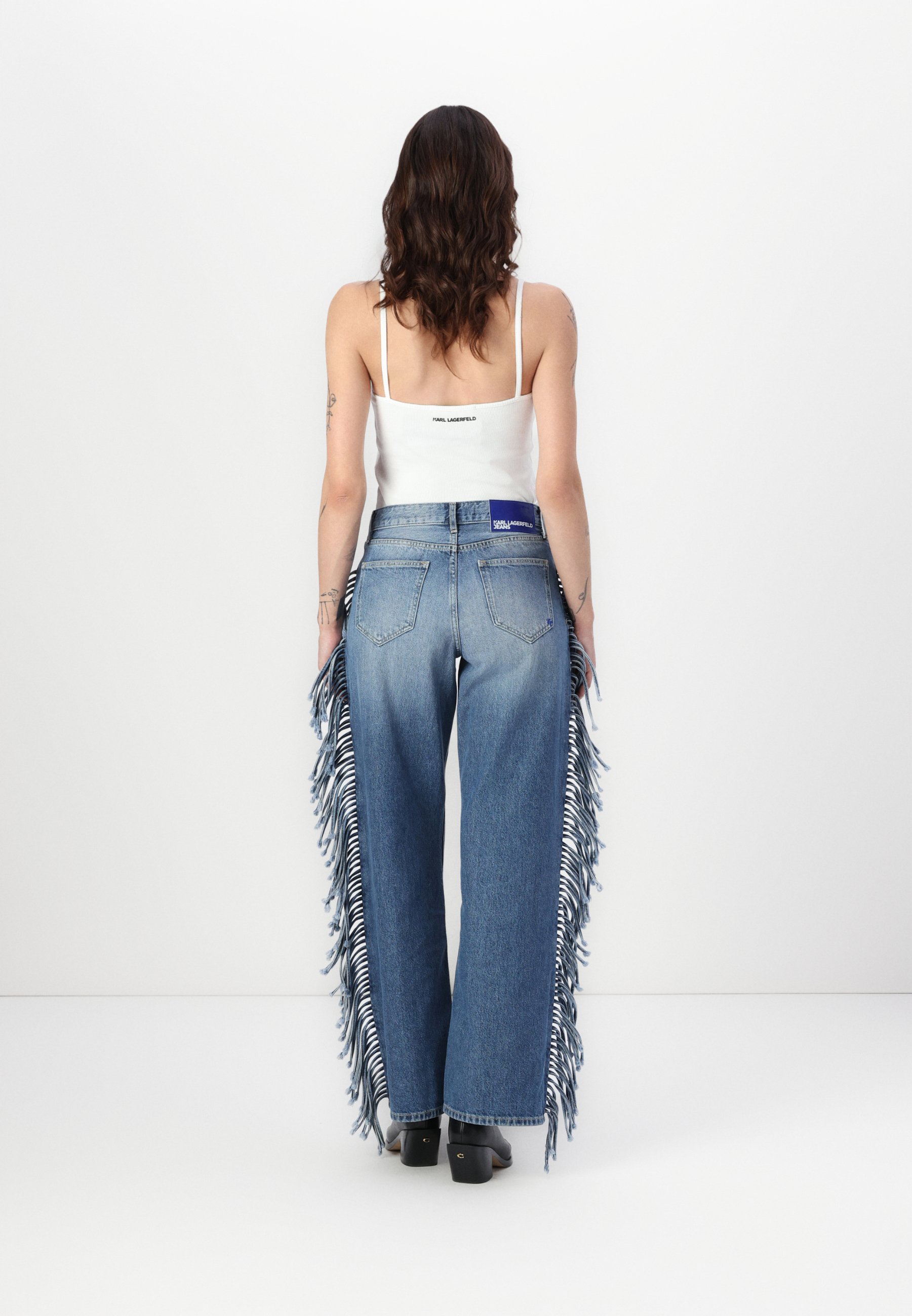 Karl Lagerfeld Jeans MR FRINGE - Relaxed fit jeans - stone