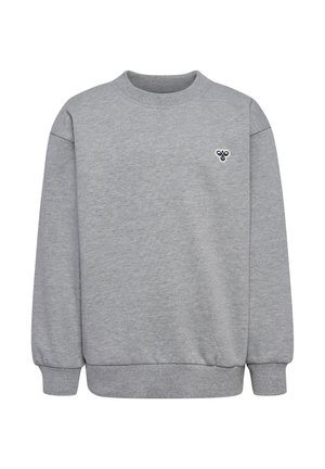 Grijze sweatshirt gemaakt van een katoenmix, met een ronde hals, lange mouwen, geribbelde manchetten en een klein geborduurd logo op de borst.
