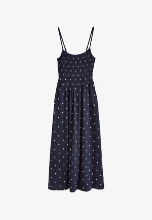 Next, REGULAR FIT - MAXI SQUARE NECK SHIRRED STRAPPY DRESS . - Maxi šaty - navy blue polka dot