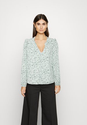 Blouse - green ditsy floral