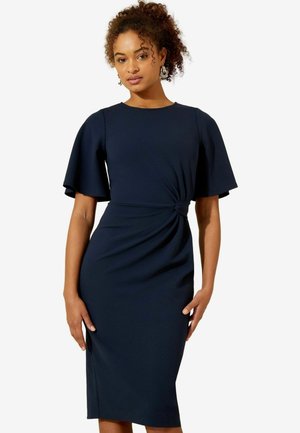 Friends Like These FLUTTER SLEEVE KNOT WAIST DETAIL MIDI TAILORED - Trikotaažkleit - navy