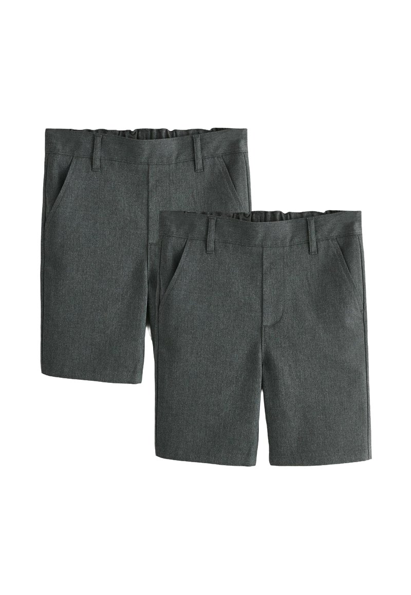 Mörkgrå shorts i texturerat material, med flat front, två sidofickor och en elastisk midja för komfort.