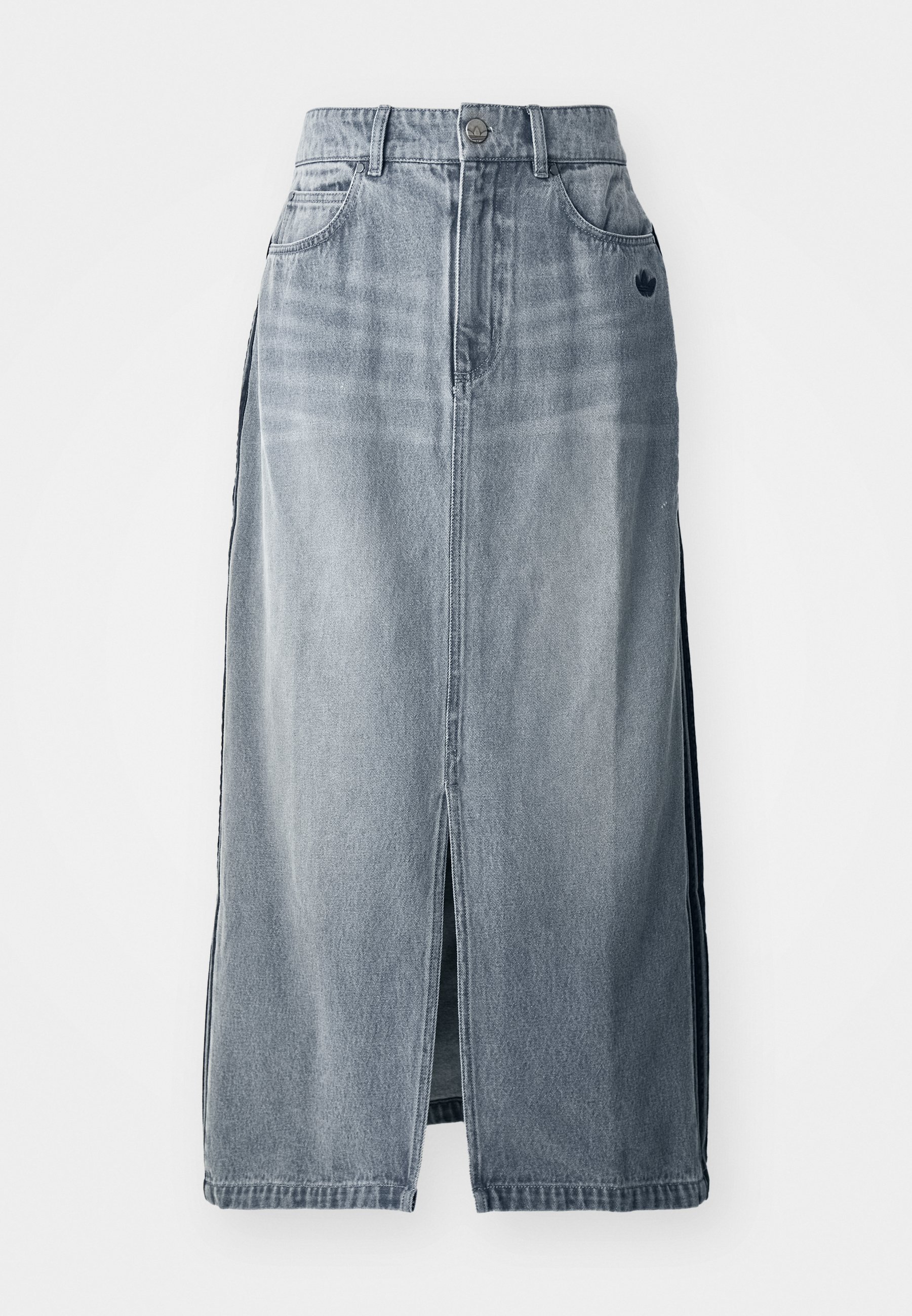 adidas Originals LONG SKIRT - Denimová sukně - washed grey denim