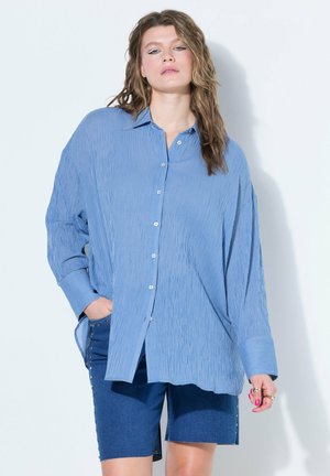 Studio Untold IRREGULAR STRIPED BUTTON-DOWN TUNIC BLOUSE - Overhemdblouse - denim blue