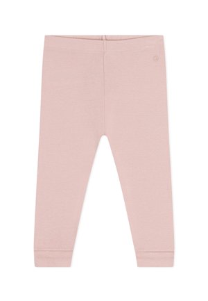 Leggings en coton rose clair avec une texture lisse, une taille élastique et des poignets. Design simple sans motifs ni accents supplémentaires.