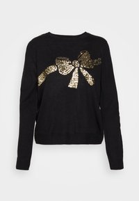 ONLXMAS SEQUINS BOW O NECK - Pulóver - black/gold