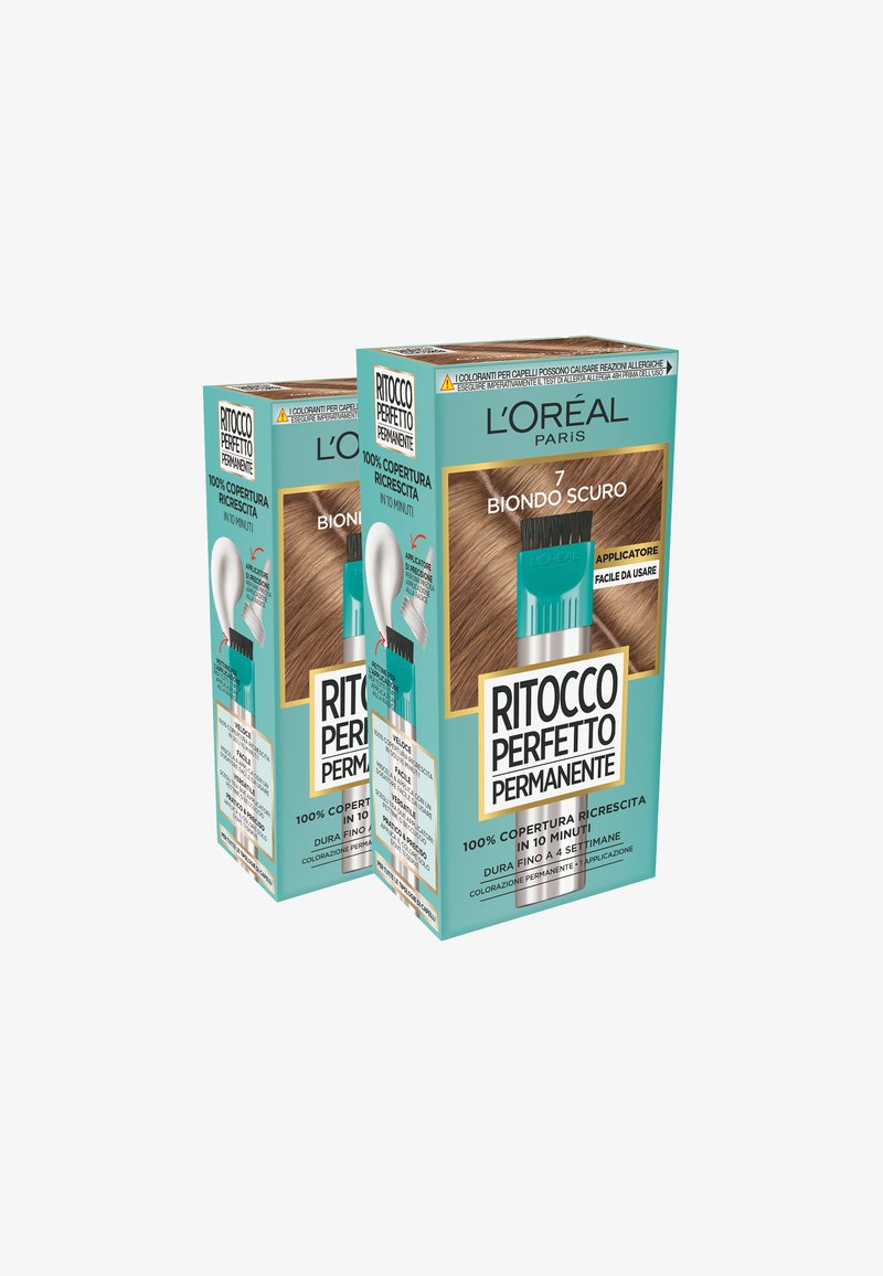 L'Oréal Paris - L'ORÉAL PARIS COLORAZIONE RITOCCO PERFETTO PERMANENTE 100% COPERTURA RICRESCITA APPLICATORE E PETTINE INTEGRATI - 2 PACK - Tinte capelli - biondo scuro, Ingrandire