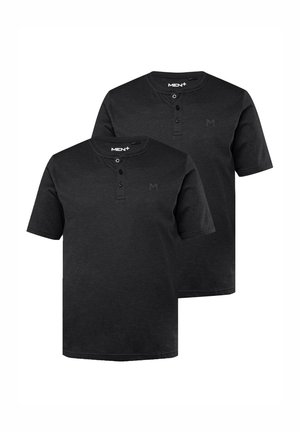 HENLEY 2ER-PACK HALBARM RUNDHALS - T-Shirt basic - black