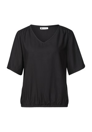 Street One, SHORT-SLEEVE BLOUSE SHIRT WITH V-NECK - Bluse - black