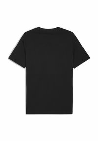 Camiseta negra de manga corta, hecha de algodón. Presenta un corte simple con escote redondo y sin patrones ni adornos.