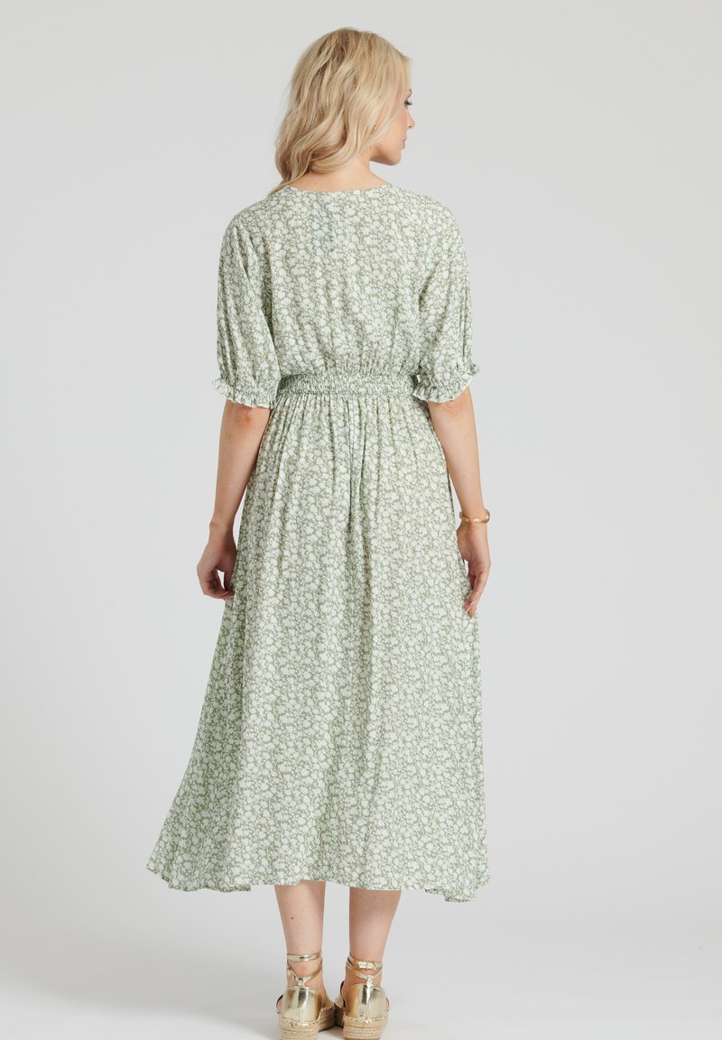 South Beach FLORAL DRESS - Shirt dress - sage/light green