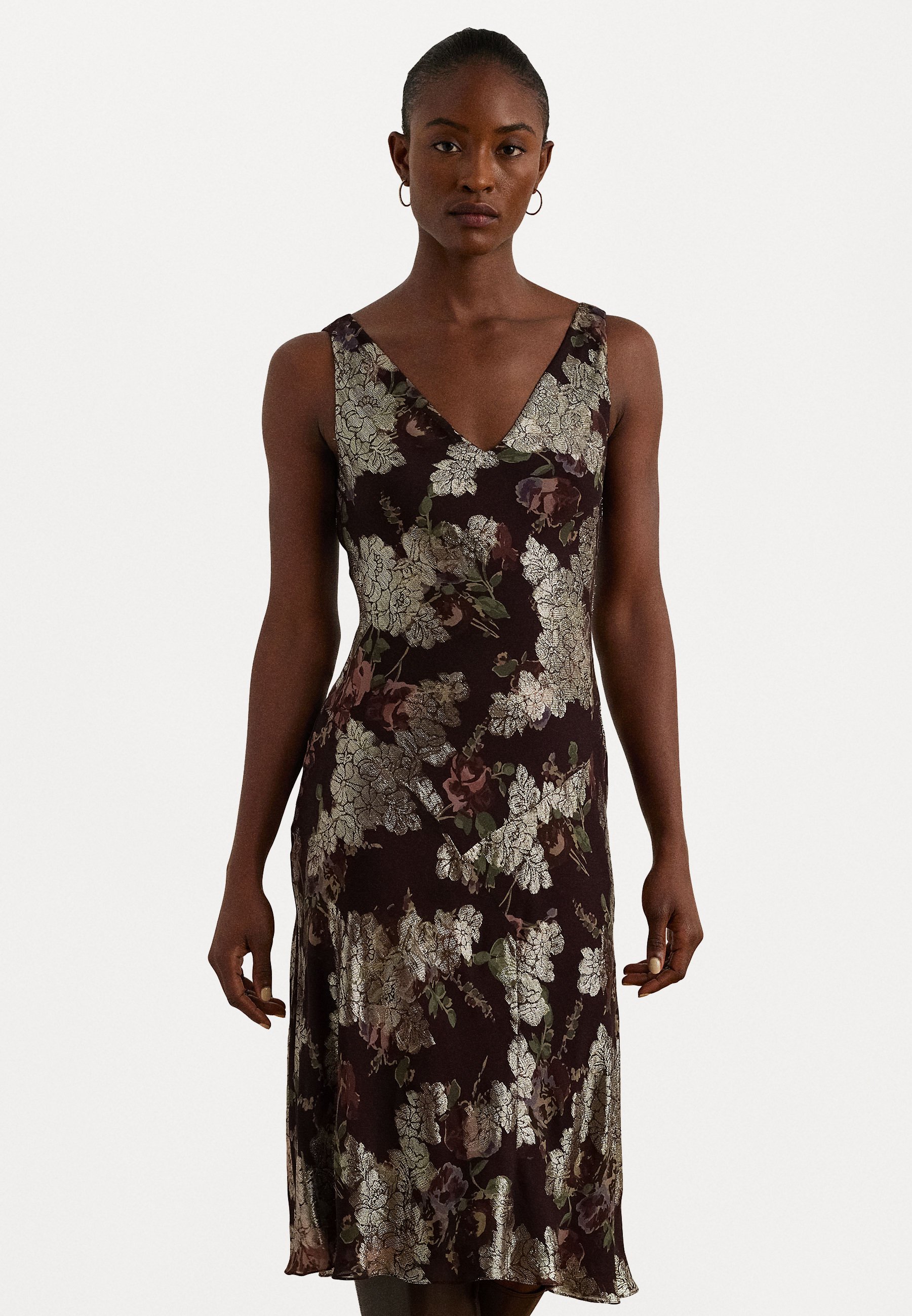 Lauren Ralph Lauren FLORAL METALLIC JACQUARD COCKTAIL DRESS - Cocktail dress  / Party dress - burgundy multi/bordeaux - Zalando.ie