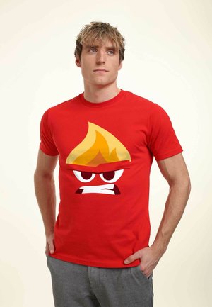 INSIDE OUT ANGRY FACE UNISEX - Print T-shirt - red