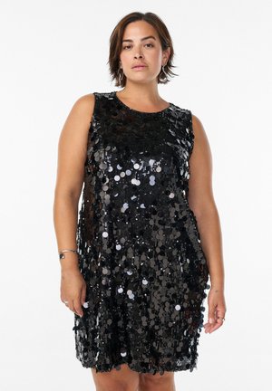 KURZES PAILLETTEN - Kokteilikleit/peokleit - black sequins