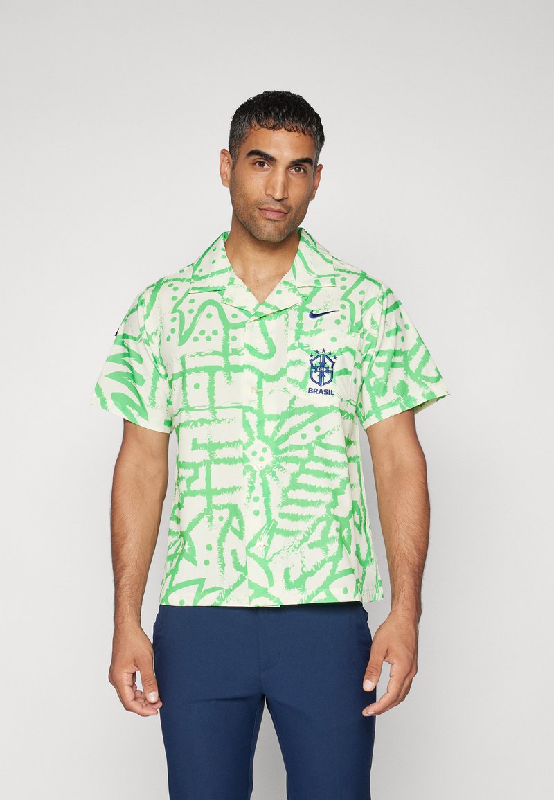 Nike Performance BRASIL BOWLING BUTTON UP - Vapaa-ajan kauluspaita - alabaster/light green spark/deep royal blue