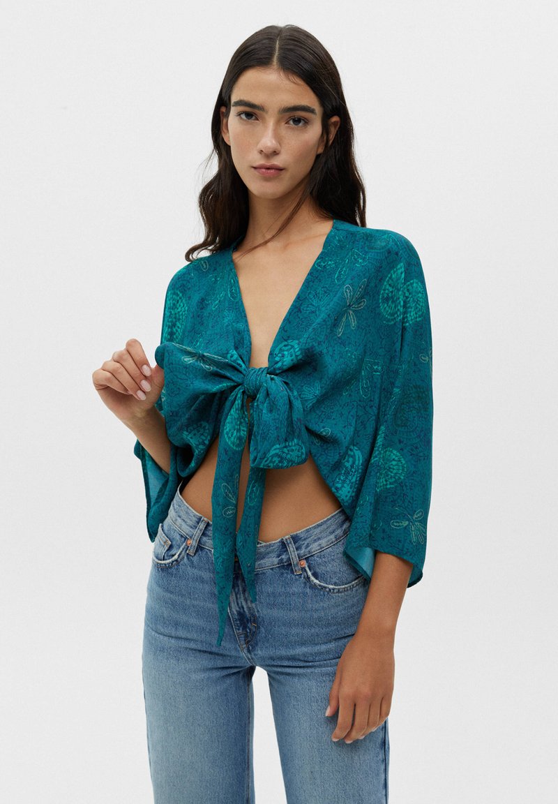PULL&BEAR LOOSE FITTING KIMONO Bluse green/grün Zalando.at