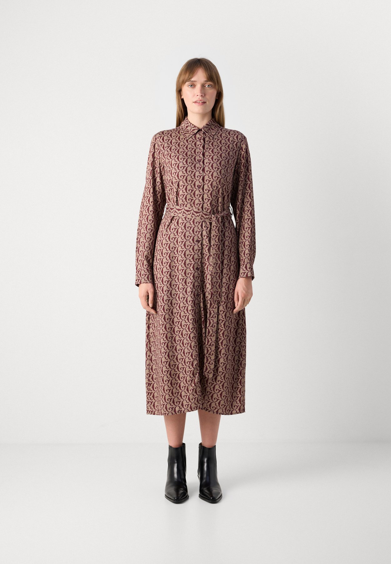BELTED PRINT SHIRT DRESS