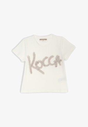 T-shirt bianco a maniche corte con logo "Kocca" grigio chiaro testurizzato realizzato in tessuto morbido. Collo rotondo e materiale in cotone morbido.