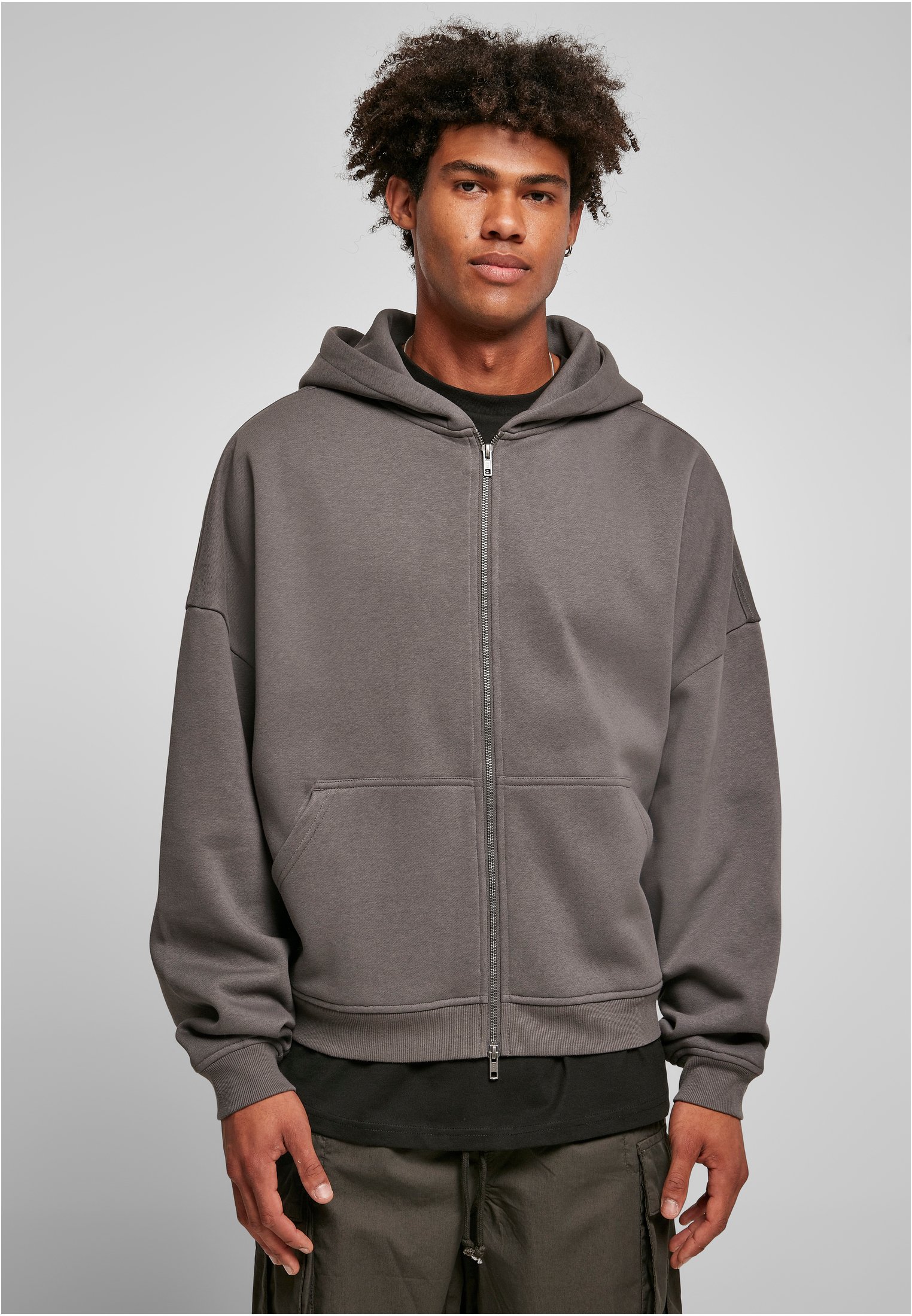 Urban Classics 90'S ZIP - Zip-up sweatshirt - darkshadow/stone - Zalando.de