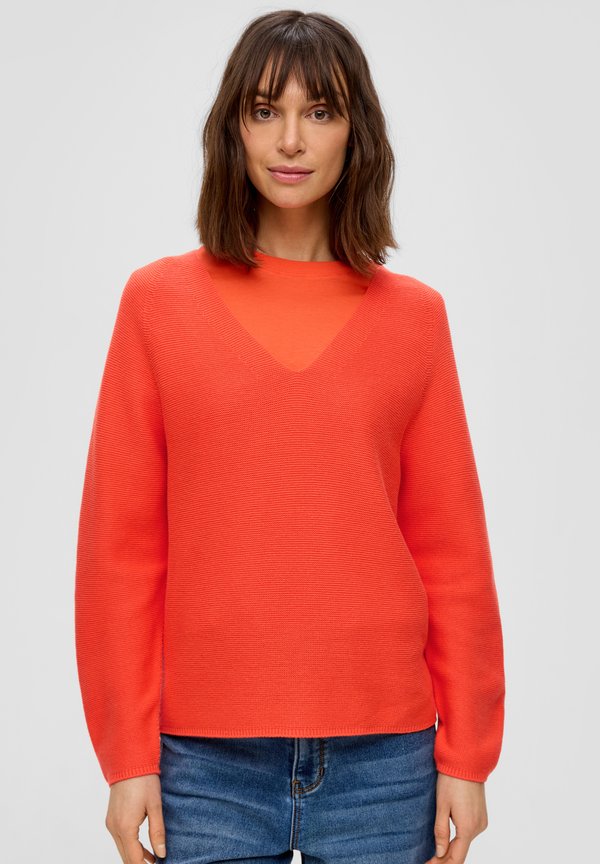 MIT V-AUSSCHNITT - Strickpullover - orange
