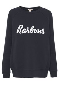 Námořnická mikina vyrobená z bavlněné směsi, s bílým vyšitým logem "Barbour" přes hrudník, žebrovanými manžetami a lemem. Crew výstřih.