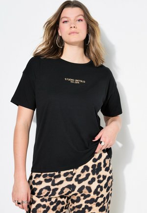 Studio Untold EMBROIDERED SHORT SLEEVE - Print T-shirt - black