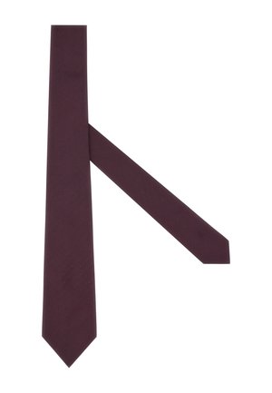 Necklace bordeaux foncé avec une surface texturée comportant de petits points surélevés. Forme traditionnelle étroite avec une pointe et une extrémité légèrement plus large.