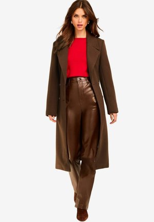 DOUBLE BREASTED BELTED - REGULAR FIT - Šineļveida mētelis - brown