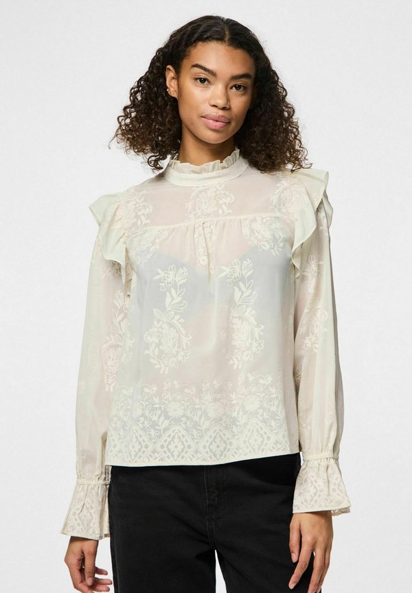 LANGARM PCNOLIA - Bluse - cloud dancer