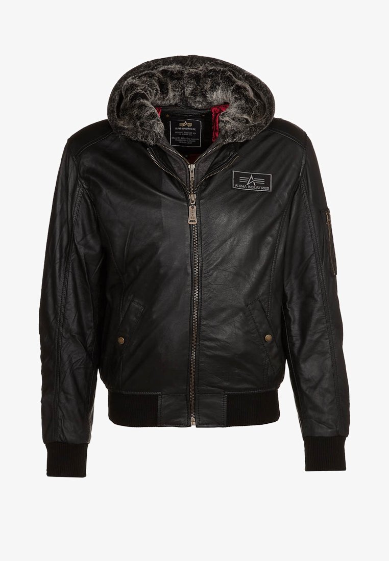 Alpha Industries MA-1 D-TEC LEATHER Lederjacke black/schwarz
