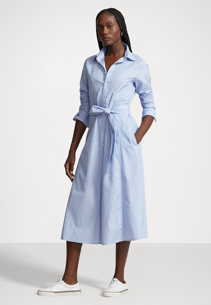 asos long shirt dress ASOS DESIGN maxi shirt dress in blue stripe