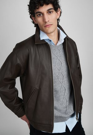 PETRUS  - Kožená bunda - dark grey