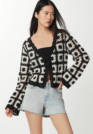 LONGE SLEEVE - REGULAR FIT - Kardigán - black white