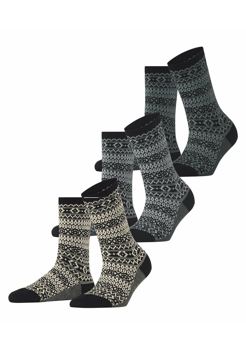 Esprit Sami Pattern 3-Pack - Socken - black