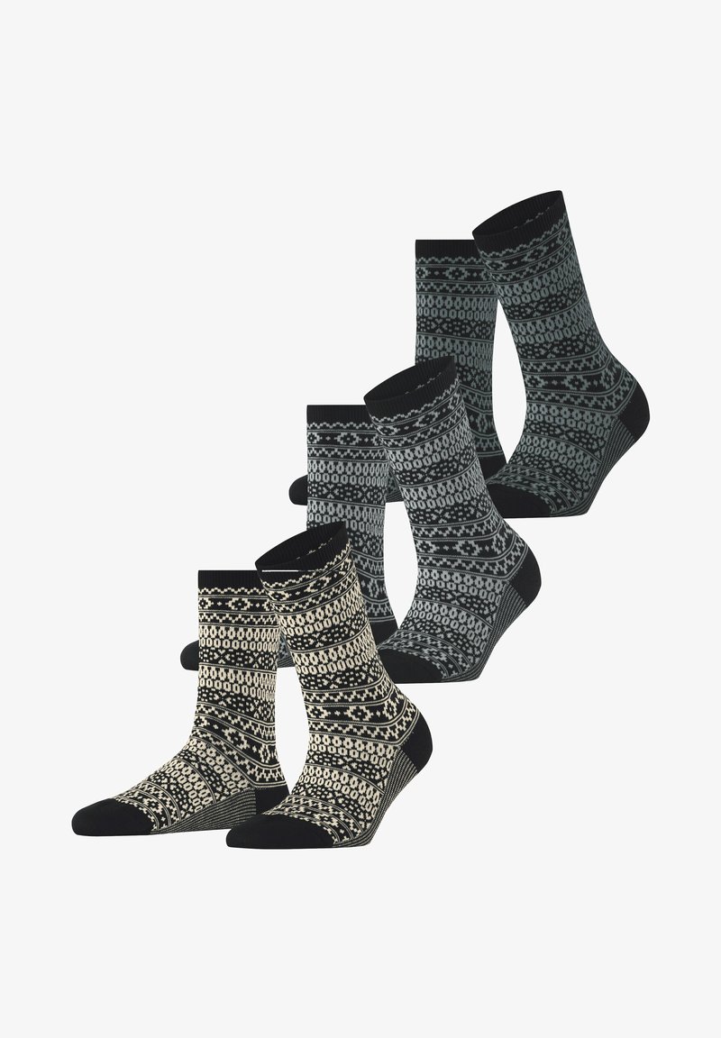 Esprit Sami Pattern 3-Pack - Socken - black